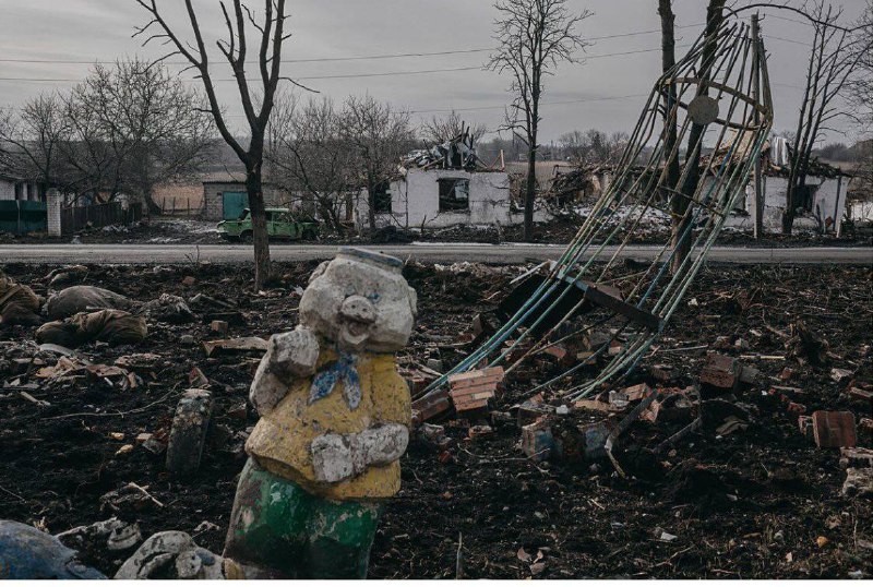 Destruction as result of shelling in Novoselivka Persha