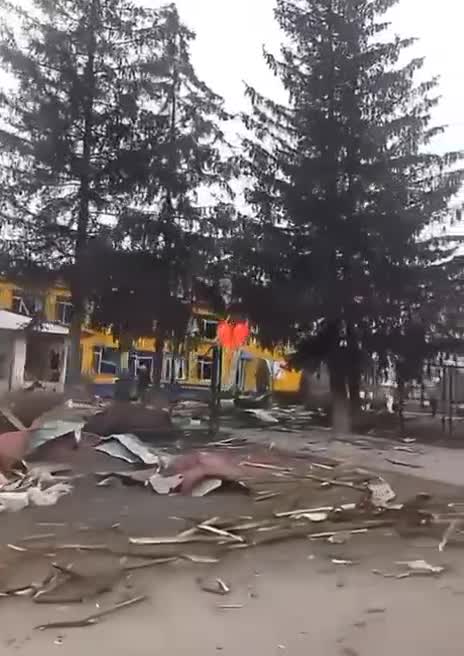 Destruction in Shakhove of Donetsk region as result of Russian shelling yesterday