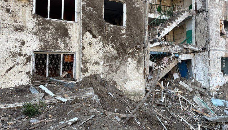 Destruction in Kherson as result of bombardment overnight