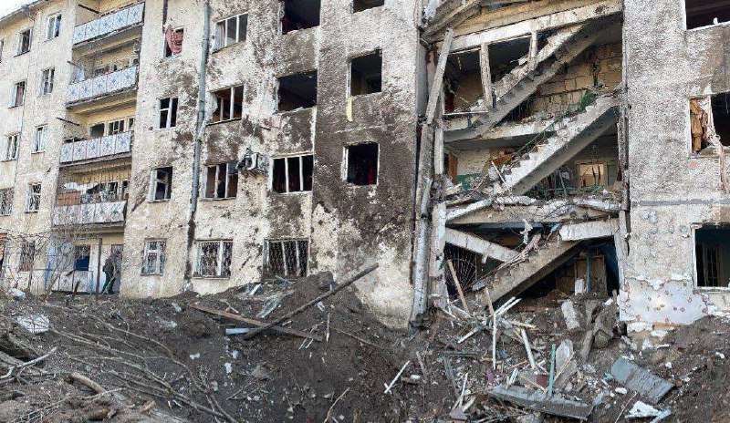 Destruction in Kherson as result of bombardment overnight