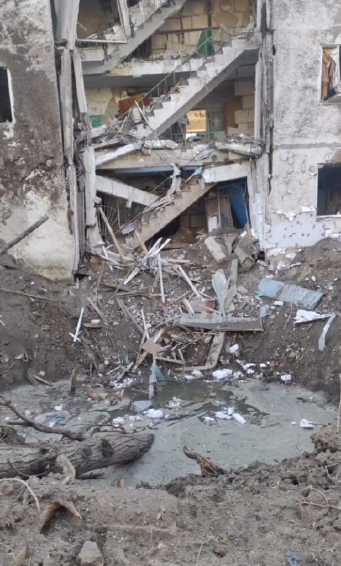 Destruction in Kherson as result of bombardment overnight