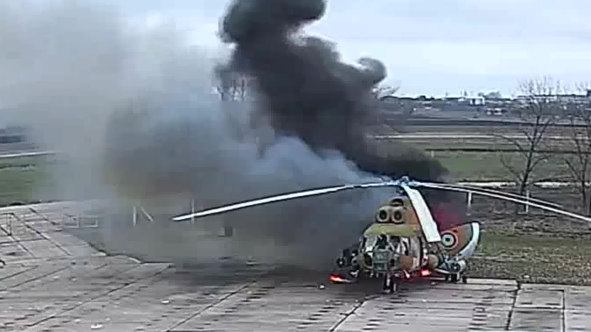 Video of Mi-8 helicopter destroyed by a drone in Transnistria