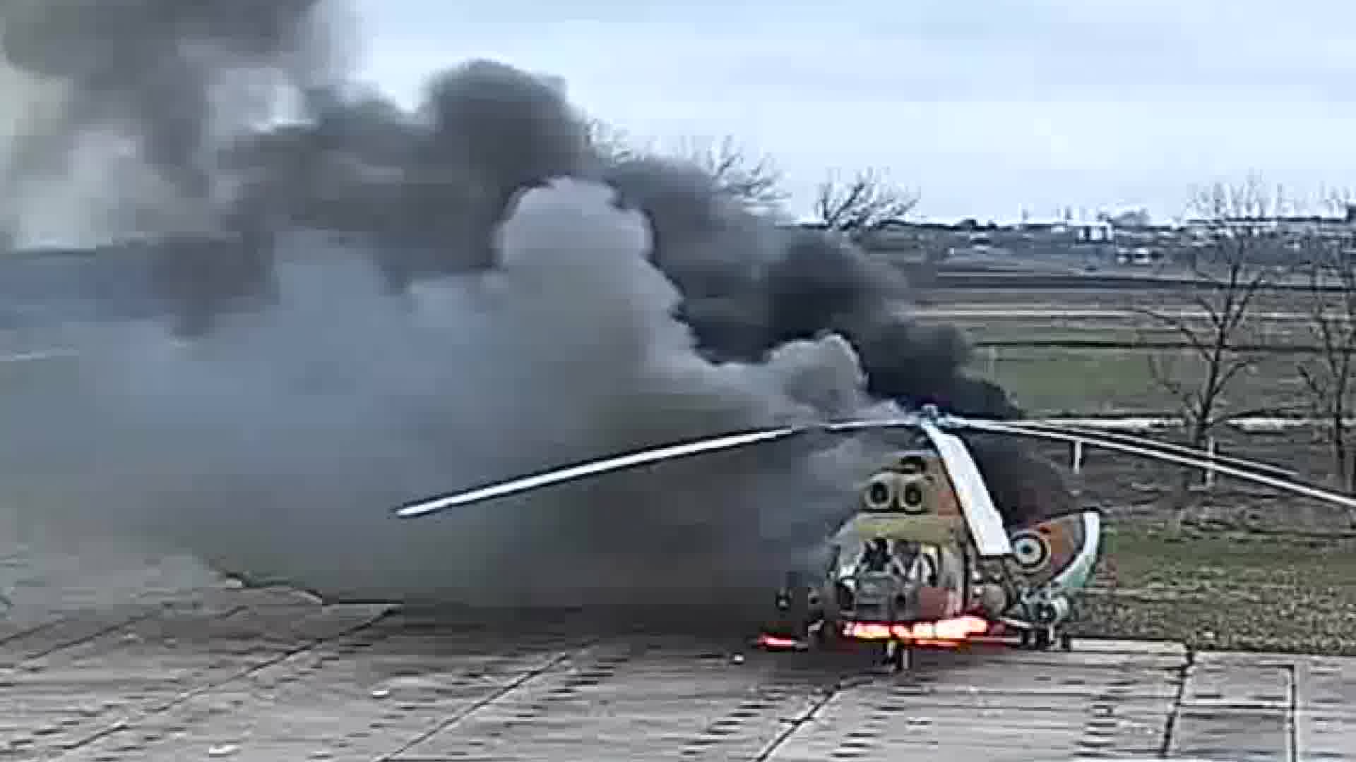 Video of Mi-8 helicopter destroyed by a drone in Transnistria