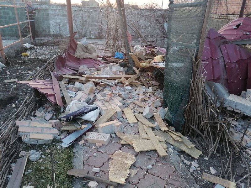 Damage as result of shelling in Ozeryanivka village