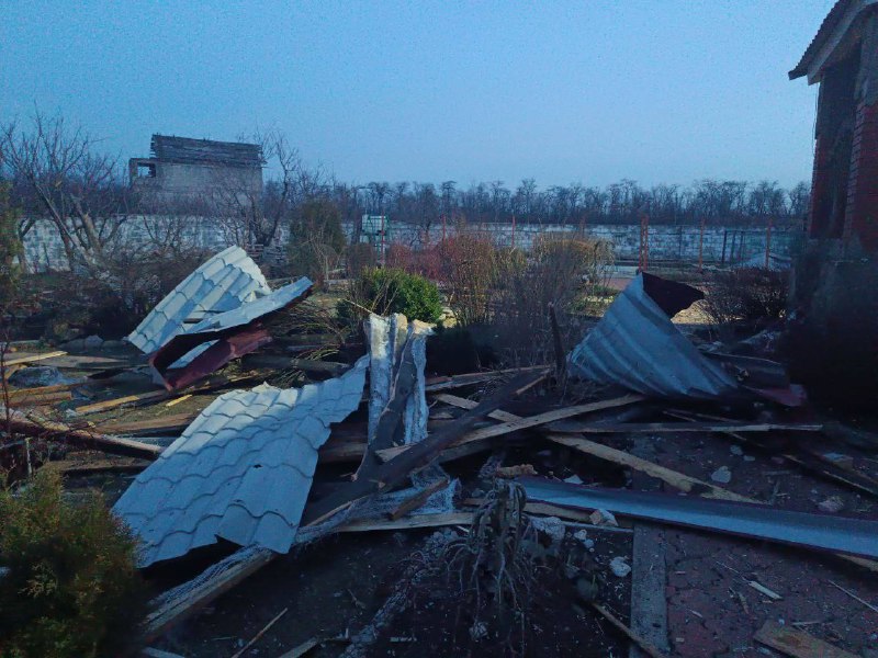 Damage as result of shelling in Ozeryanivka village