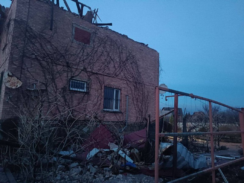 Damage as result of shelling in Ozeryanivka village