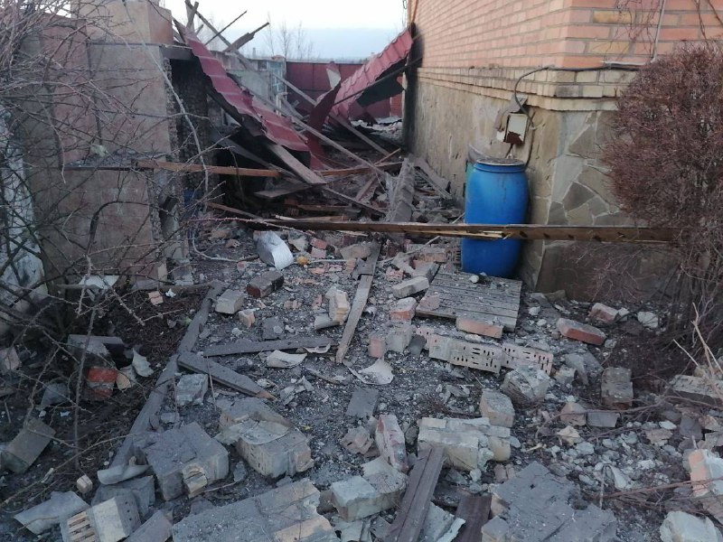 Damage as result of shelling in Ozeryanivka village