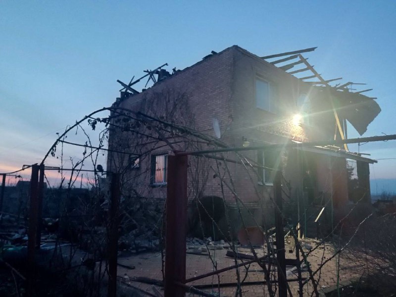 Damage as result of shelling in Ozeryanivka village