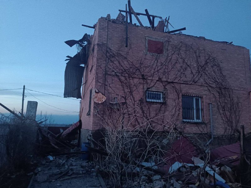 Damage as result of shelling in Ozeryanivka village