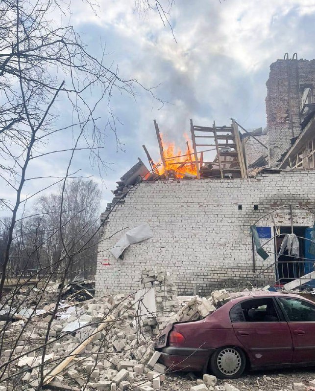 Damage as result of bombardment in Semenivka of Chernihiv region