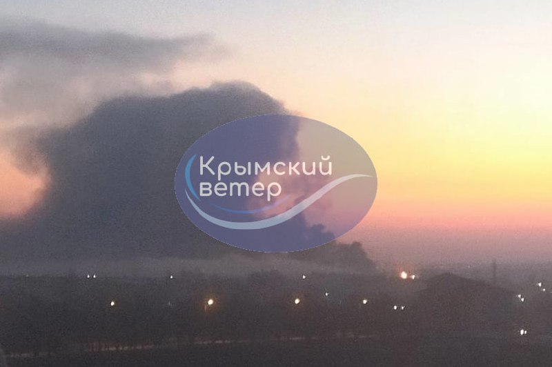 Fire at the oil depot in Hvardiyske, near Simferopol, occupied Crimea