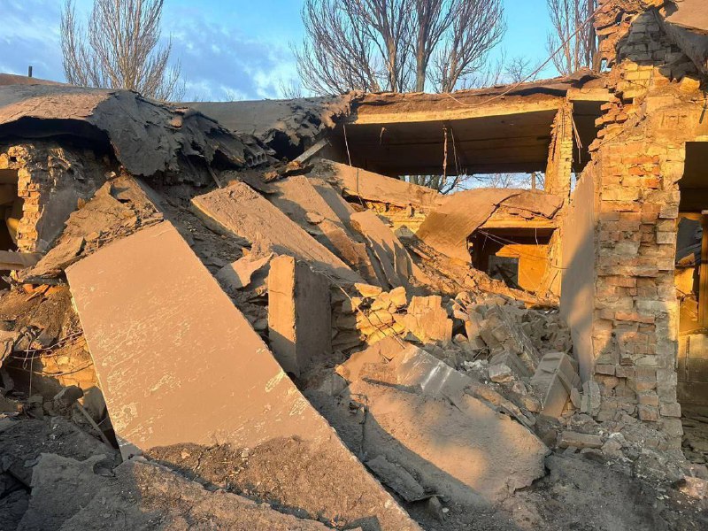 Destruction in Novohrodivka town of Donetsk region as result of Russian bombardment 