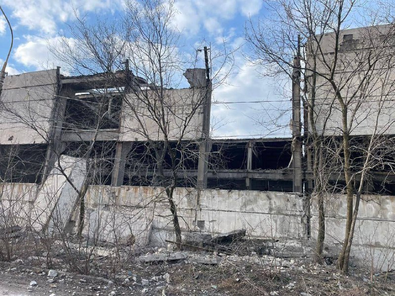 Destruction in Novohrodivka town of Donetsk region as result of Russian bombardment 